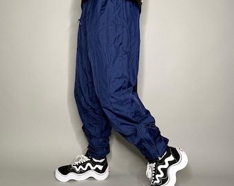 Vintage 90s Nike Track Pants Mens XL Navy Blue Nylon Joggers