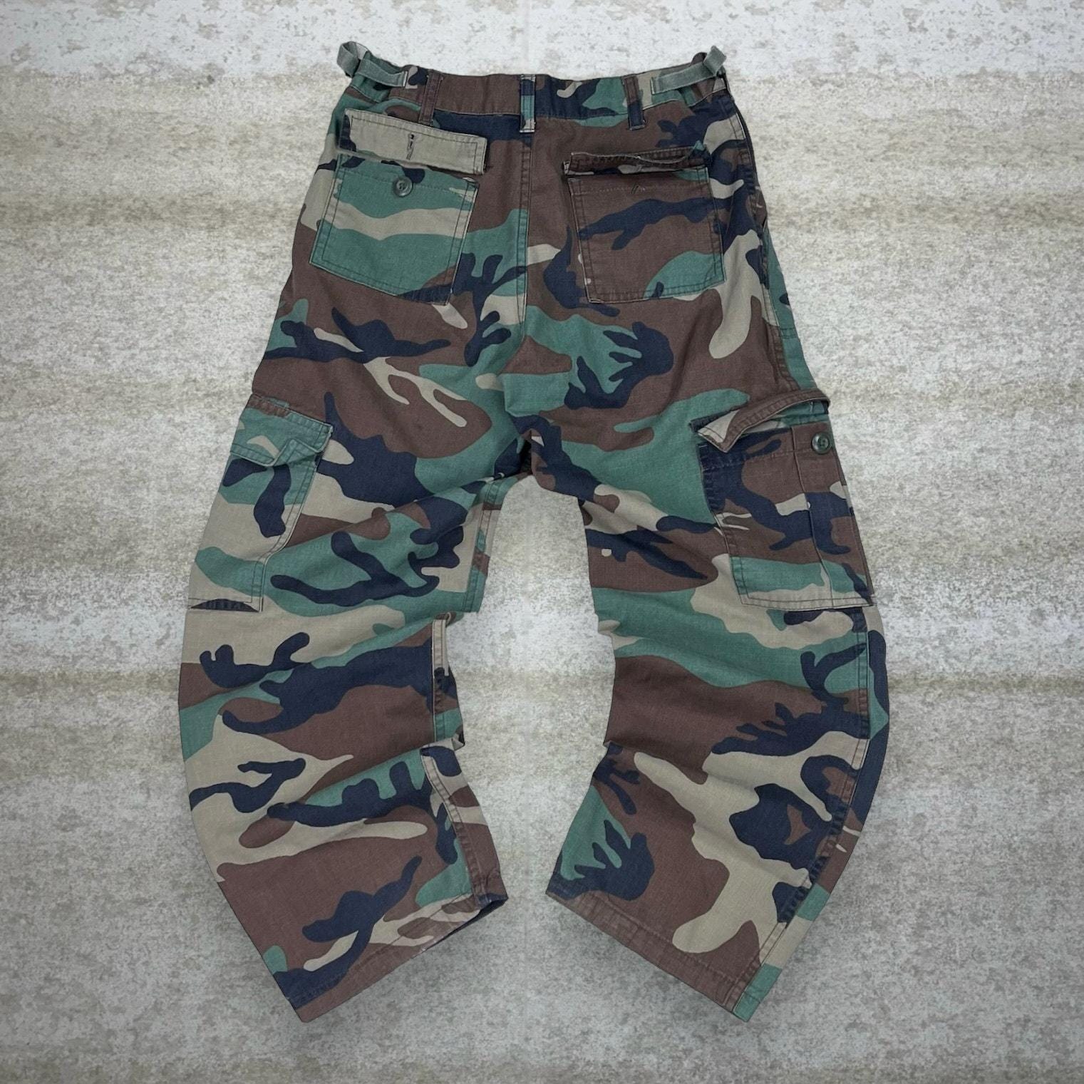 Vintage Military Woodland Camo Tactical Pants 26x26 Baggy Wide Leg 