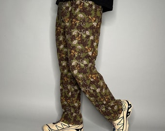 Pantalon de survêtement camouflage chasse vintage pour homme en L polaire ample, motif bois des années 90