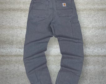 Vintage des années 90 Carhartt Carpenter pants 32 x 30 coupe décontractée salopette grise peintres