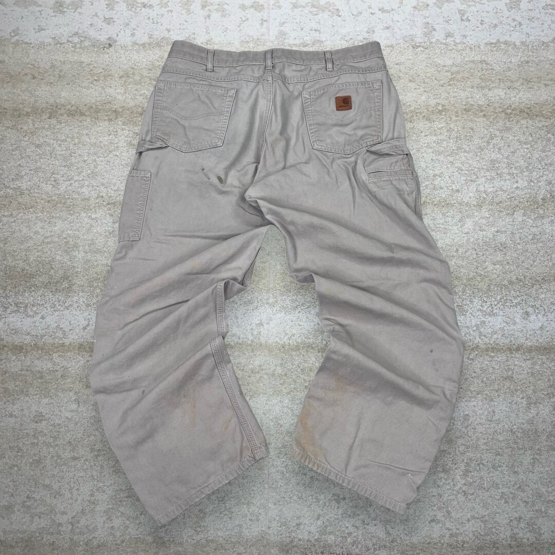 Carhartt painter pants 38×32 Vintage Carhartt Carpenter Pants 38x32 Tan Canvas Baggy Wide