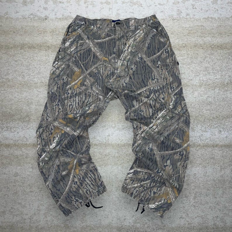 Vintage 90er Jahre Mossy Oak Jagd Camo Taktische Hose 38x32 Baggy Weites Bein Fit Bild 2