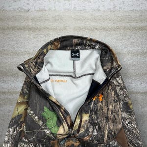 Vintage Y2K Under Armour Mossy Oak Jacket Mens M Hunting Camo Polyester Full Zip image 3