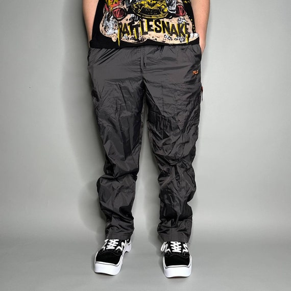 Vintage Fila Track Pants Dark Grey Polyester Sweatpants