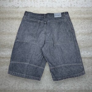 Vintage Skater Wide Leg Jean Shorts 42x16 MFG Girbaud Dark Grey Wash Baggy Denim Rap Style Art Y2K