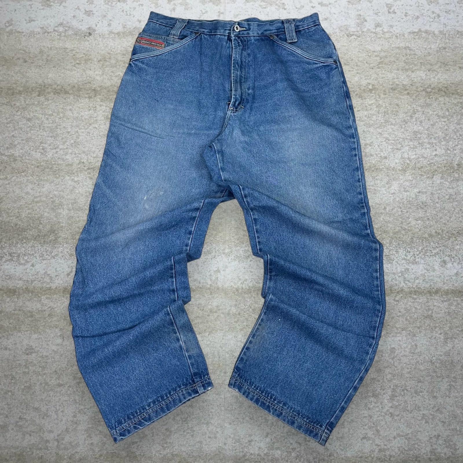 パンツ VINTAGE DENIM CENTER PRESS PANTS Vintage Washing Wide Leg Denim Pants CN14 - Korean Women's