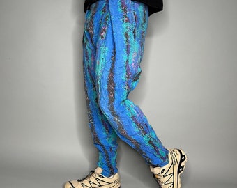 Vintage Surf Style Joggers Mens M bleu coton pantalons de survêtement Made in USA 100 % coton des années 90