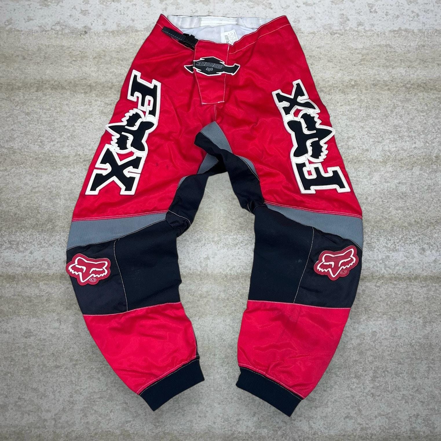 Vintage Y2K Fox Motocross Pants 28x28 Baggy Wide Leg Fit Red Black