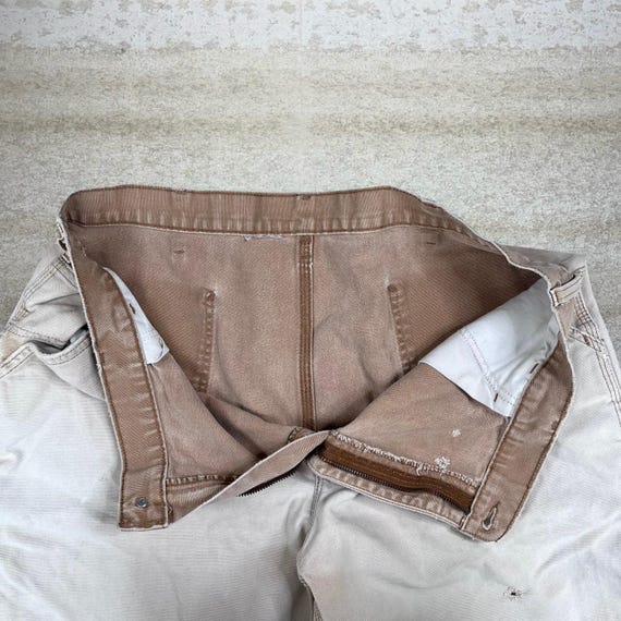 Vintage 90s Carhartt Carpenter Pants 38x30 Baggy Light Tan Canvas