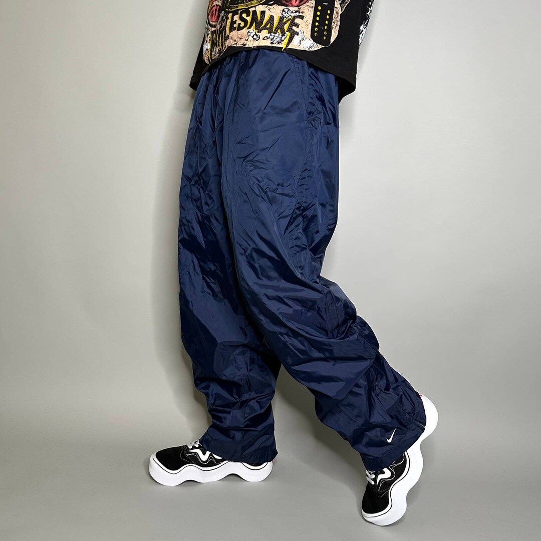 Vintage Nike Track Pants Navy Blue Nylon Sweatpants White - Etsy