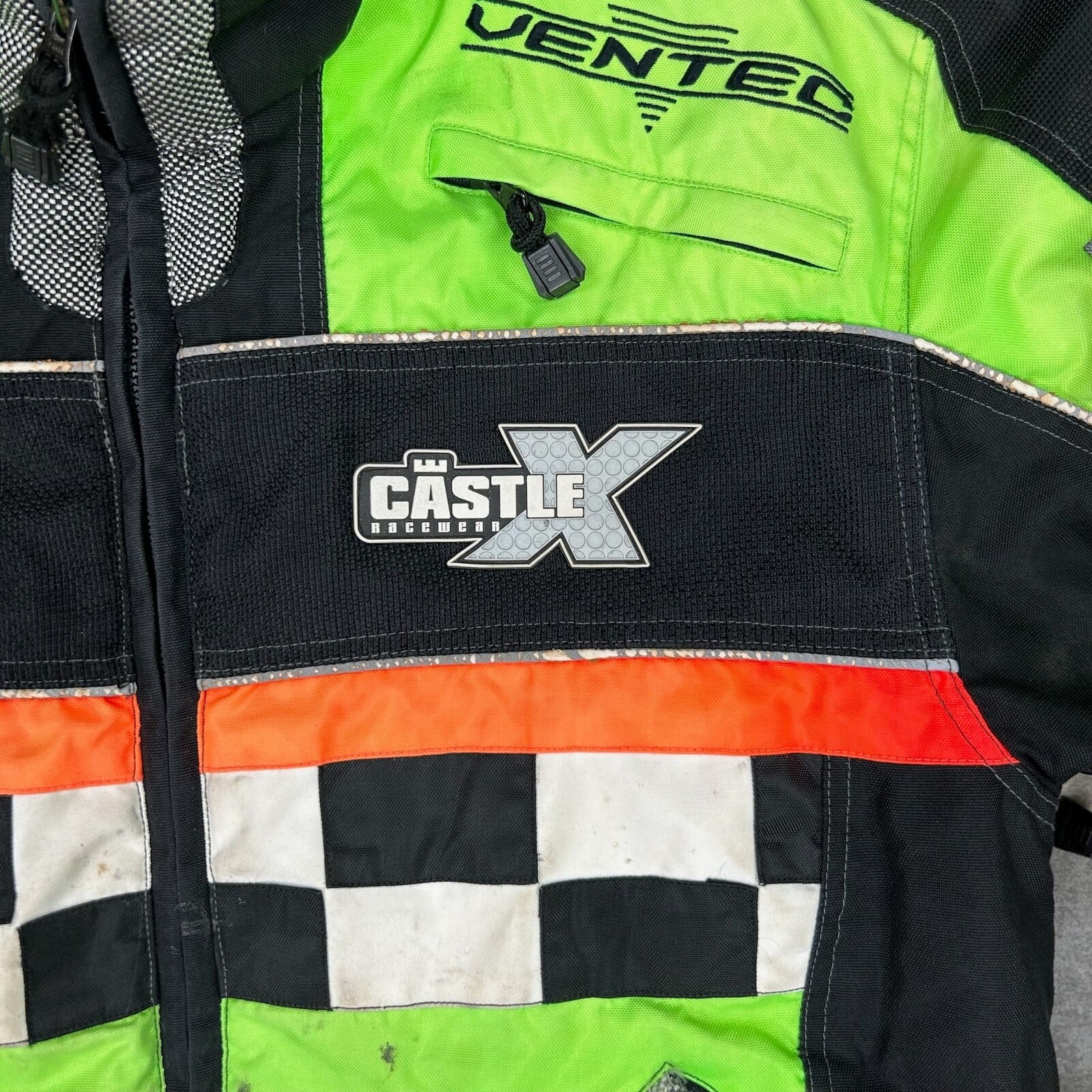Vintage Castle X Motocross Racing Jacket Mens M Green Black