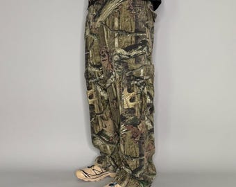 Vintage Y2K Mossy Oak Camo Hose 40x30 Baggy Weites Bein Fit Woodland