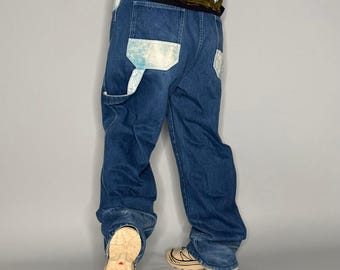 Vintage Y2K Skater Carpenter Jeans 38x34 Baggy Weites Bein Dark Wash Savy Denim