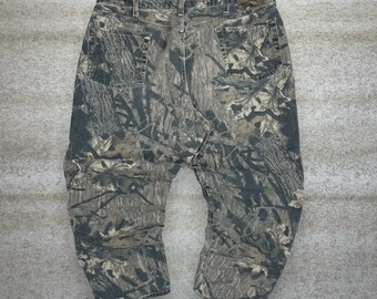 Vintage Wrangler 38x30 Mossy Oak Hunting Camo Jeans Double Knees Baggy Woodland 90s