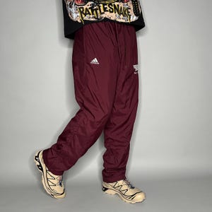  バーガンディ ジャージ　y2k ストリート Vintage Y2K Adidas Track Pants Mens M Baggy Wide Maroon Red