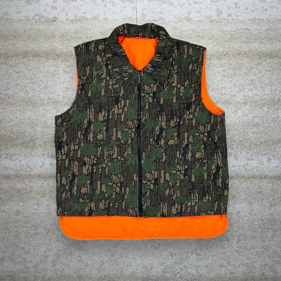 Vintage 90s Rebark Hunting Camo Puffer Vest Mens XL Reversible