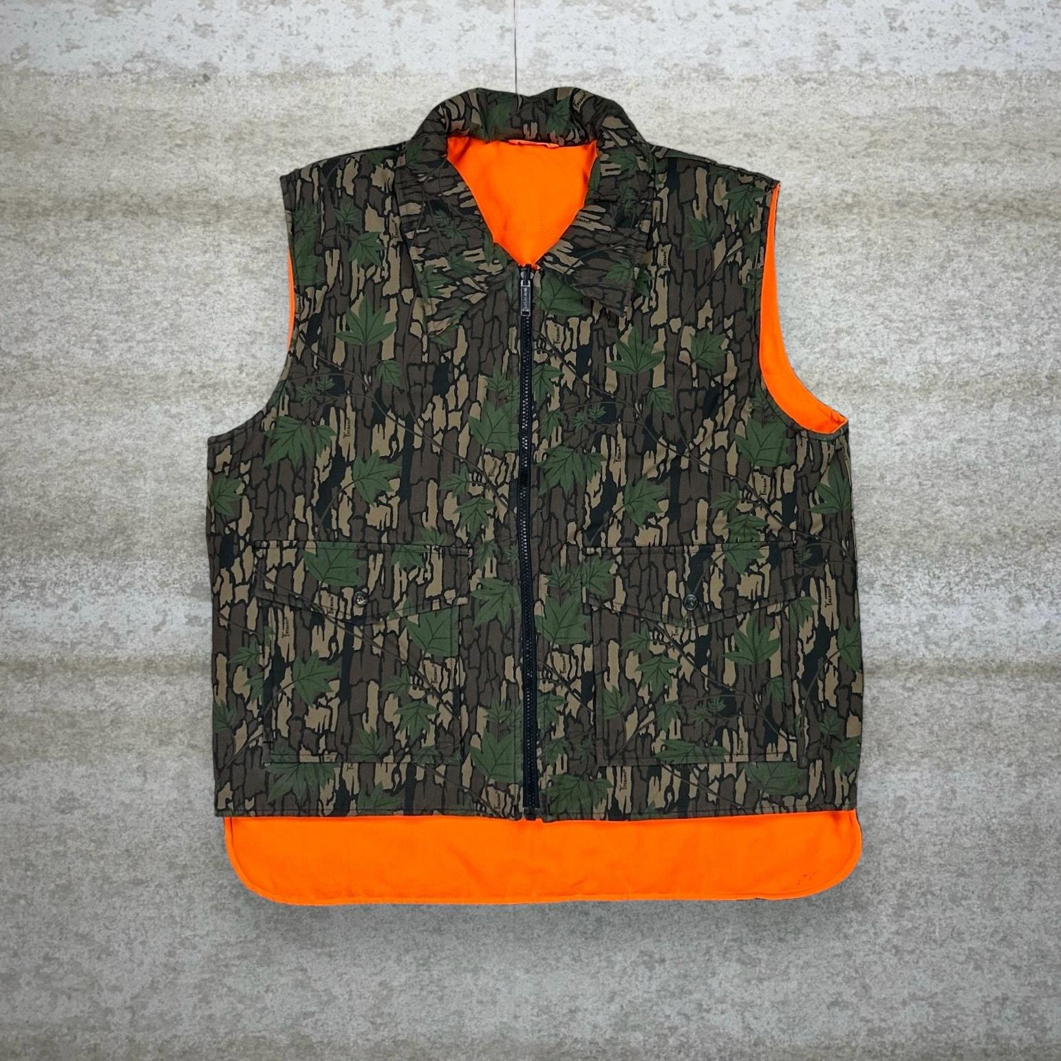 Vintage 90s Rebark Hunting Camo Puffer Vest Mens XL Reversible