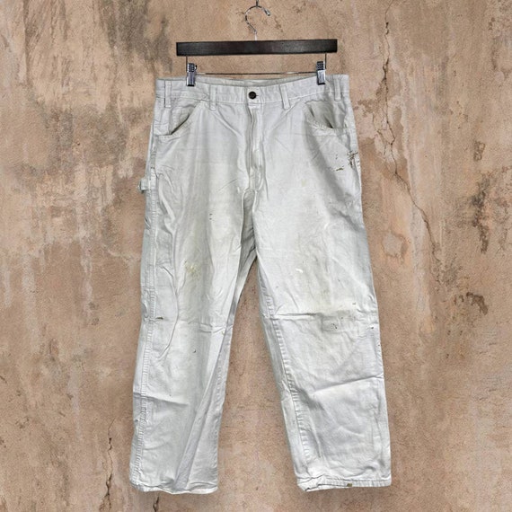 Vintage Dickies Carpenter Pants Snow White Canvas… - image 3