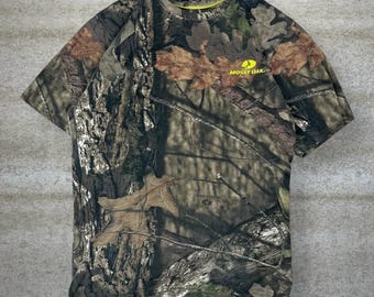 Vintage 90er Jahre Mossy Oak Jagd Camo Shirt Herren M Woodland Baumwolle Kurzarm