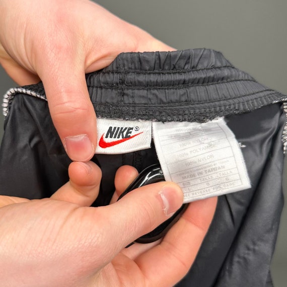 新作人気 Vintage Nike Track Pants Mens L Jet Black Nylon Joggers ウォーキング・ランニングウェア