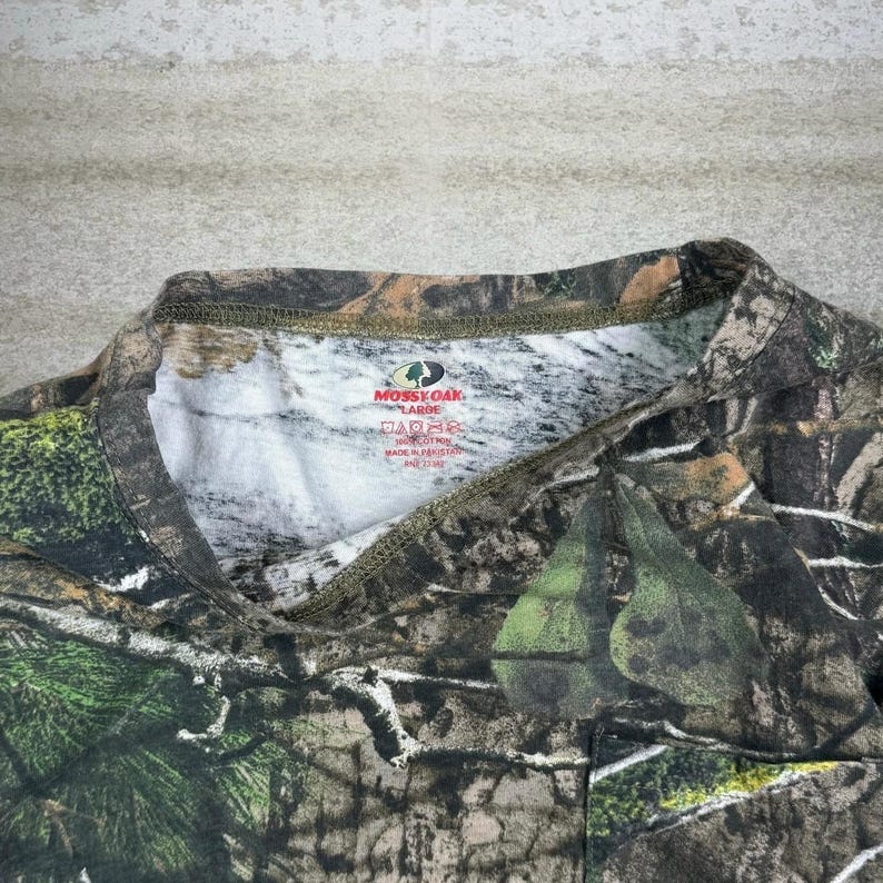 Vintage 90s Mossy Oak Shirt Mens L Hunting Camo Cotton Long Sleeve Woodland image 3