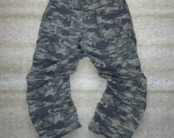 Vintage Maximo Bay Jagd Camo Carpenter Hose Baggy Fleece gefüttert Cargos 90er Jahre