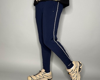 Vintage Y2K Nike Jogginghose Herren XS Navy blau weiß Swoosh Polyester Jogger