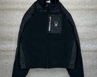 Vintage Spyder Ski Jacket Jet Black Nylon Full Zip Womens 12 90s