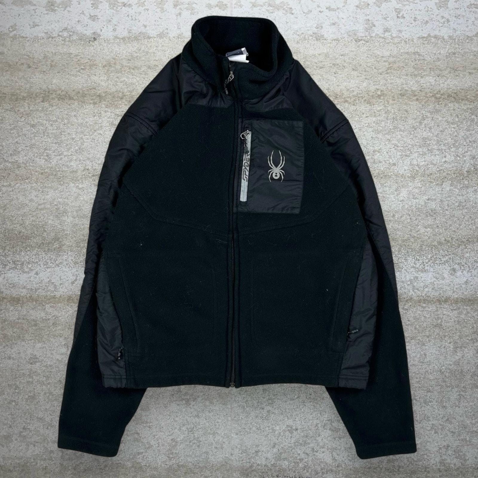 Veste de ski Spyder vintage des années 90 pour homme M noir de jais gris logo polaire avec fermeture éclair complète - France