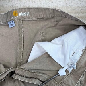 Vintage 90s Carhartt Carpenter Pants 42x32 Baggy Light Tan Dungarees Work Wear image 4