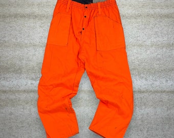 True Vintage Schnee Hose Neon Orange Baggy Isolierte X Große Knöchel Reißverschlüsse 70er Jahre