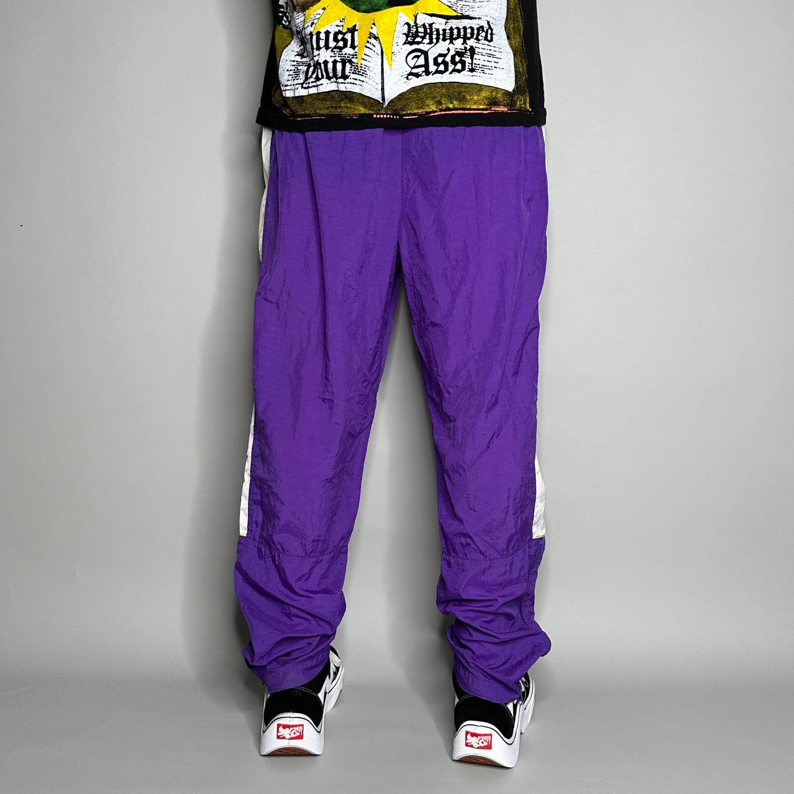 Vintage Nike Track Pants Grape Purple Nylon Joggers Yellow Vintage Nike Track Pants Grape Purple Nylon Joggers Yellow