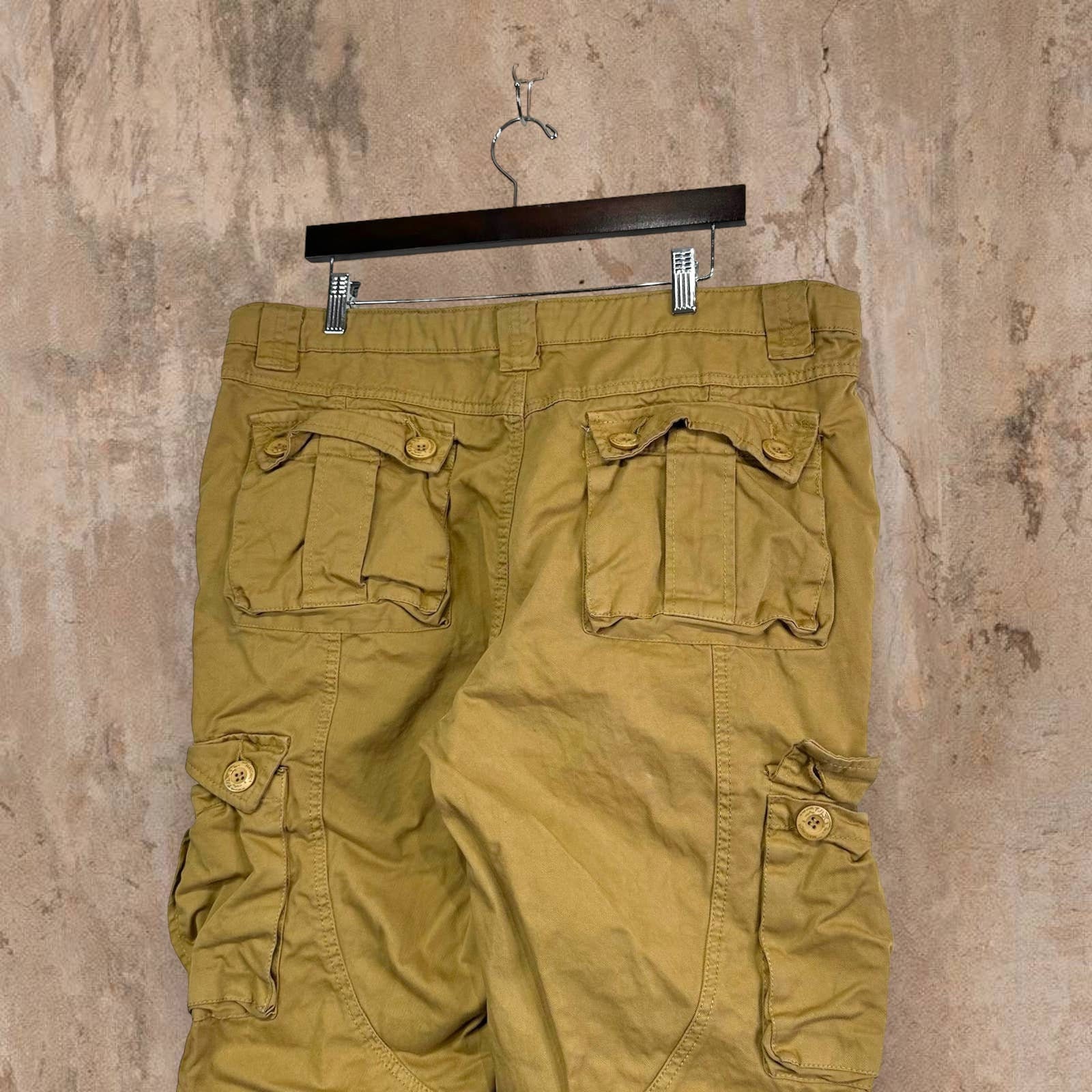 Vintage Matchstick Tactical Pants Mustard Yellow Baggy Fit Cargos 90s