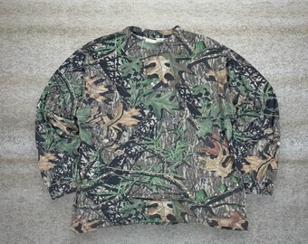 Vintage 90s Mossy Oak Camo Shirt Mens 2XL Cotton Long Sleeve Fieldstaff