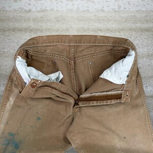 Vintage 90s Wrangler Jeans 36x28 Regular Straight Leg Fit Tan Wash Made in USA image 4
