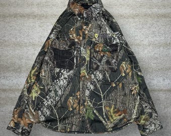 Vintage 90s Realtree Button Up Shirt Mens 2XL Hunting Camo Long Sleeve Woodland