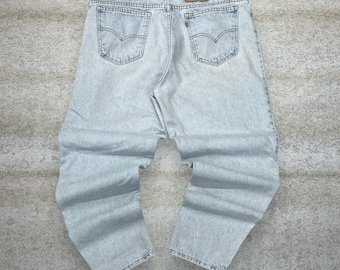 Vintage 90s Orange Tab Levis 550 Jeans 38x30 Relaxed Fit Light Wash Denim