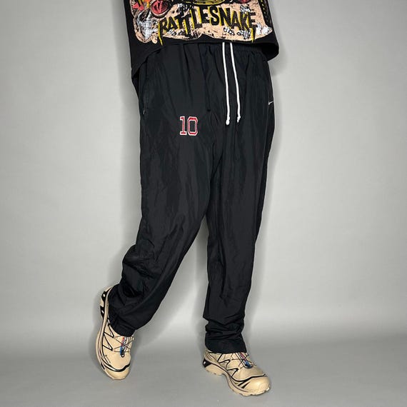 Vintage Y2K Nike Track Pants Mens XL Baggy Wide Leg Jet Black