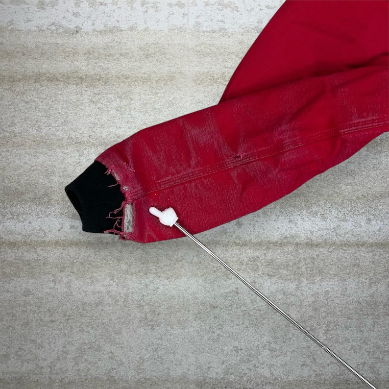 Vintage 90s Carhartt Jacket Mens XL Cherry Red Cotton Canvas Insulated Hooded image 4