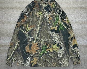 Vintage 90s Mossy Oak Shirt Mens L Hunting Camo Cotton Long Sleeve Woodland