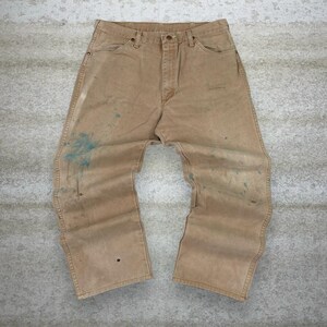 Vintage 90s Wrangler Jeans 36x28 Regular Straight Leg Fit Tan Wash Made in USA image 2