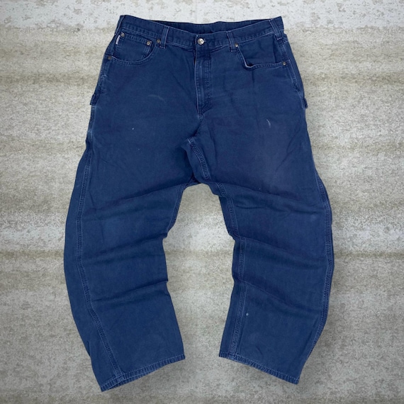 Carhartt painter pants 38×32 Vintage Carhartt Carpenter Pants 38x32 Navy Blue Canvas Baggy Wide