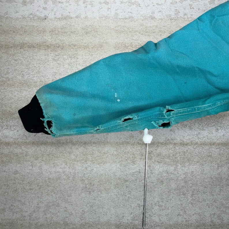 Vintage 90s Carhartt Jacket Mens L Light Blue Cotton Canvas Mesh Lined Hooded image 5