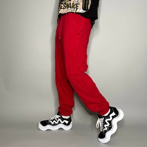 Vintage Polo Ralph Lauren Joggers Crimson Red Cotton Sweatpants Baggy Fit 90s