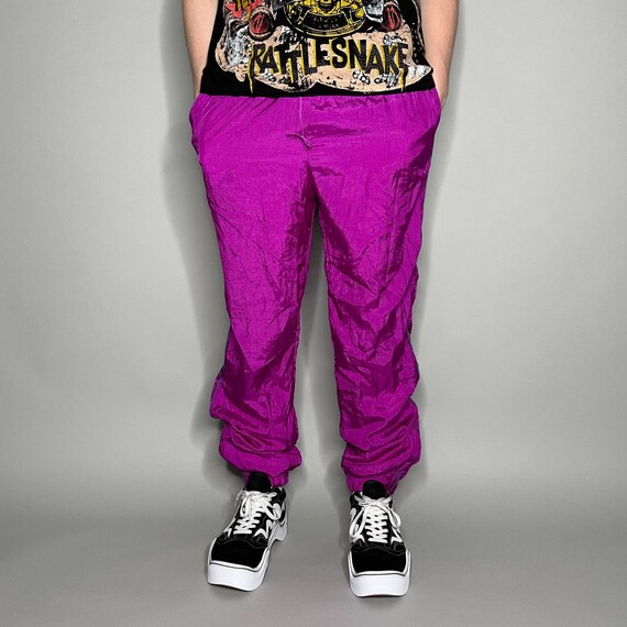 Vintage Track Pants Hot Pink Nylon Joggers Elastic Cuffs Has - Etsy