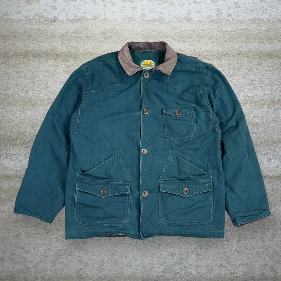 Vintage Cabelas Chore Jacket Mens L Forest Green Canvas Button up Flannel Lined 90s Etsy Canada