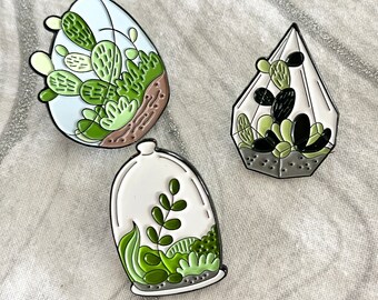 Succulent Terrarium enamel pin, cactus, gardener, green thumb, dessert, greenhouse, nature, lover, collect, plant mom, lanyard hat backpack