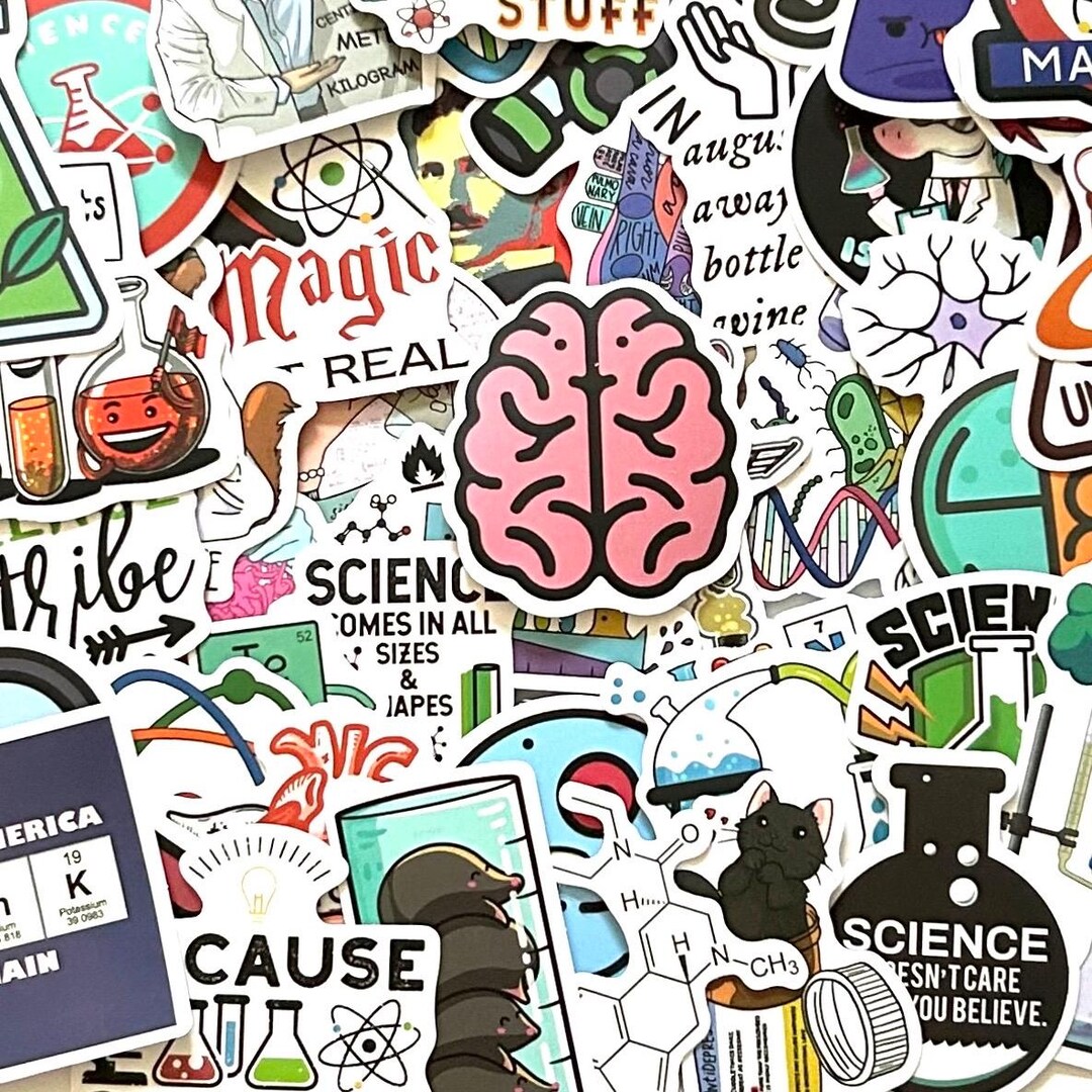 1 - 50 Pcs Science Stickers, Smart, Physics, Chemistry, Research ...