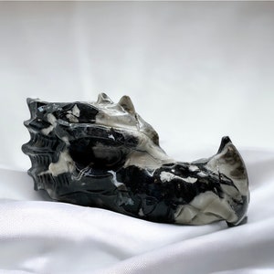 Epic Volcano Agate Dragon Skull - Rare Crystal Sculpture for Strength and Wisdom - UV Reactive