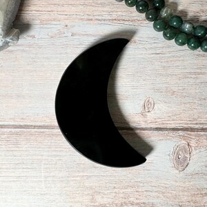 Stunning Black Obsidian Crescent Moon